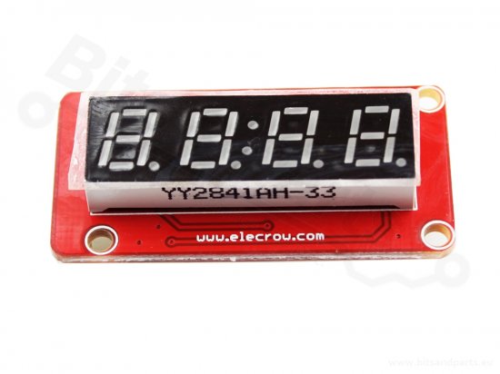 Cijferdisplay 4-digits 7-segments TM1650 clock rood - Crowtail - Elecrow